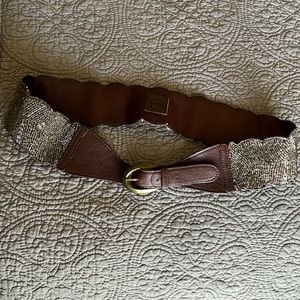Anthropologie wide beaded leather belt RARE